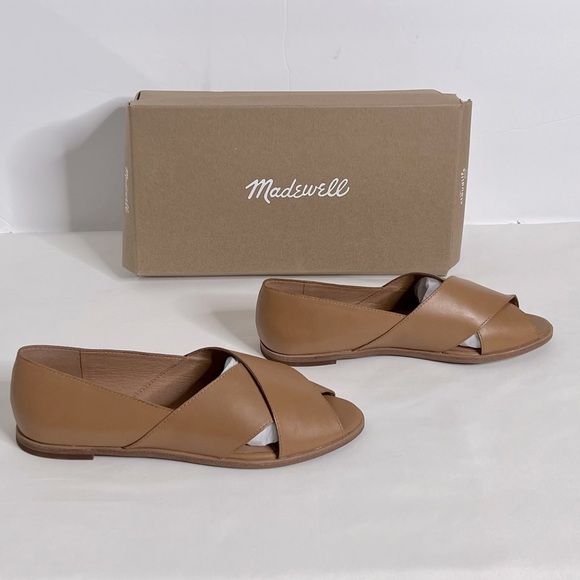 Madewell Peep Toe Leather Flat Sandal - Picture 5 of 12
